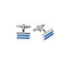 Sapphire Crystal Rhodium Plated Rectangle Cufflinks