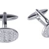 Rhodium Plated Oval Crystal Cufflinks