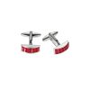Rhodium Plated Siam Crystal Curved Shaped Cufflinks