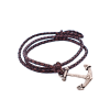 Black Antique Leather Anchor Bracelet