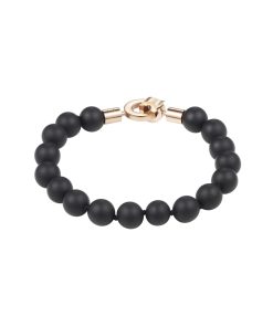 Black Agate Ion Plated Rose Gold Bracelet
