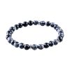 6mm Black & Blue Agate Bead Bracelet with Stainless Steel Discs