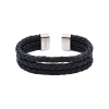 Stainless Steel Black Leather Bracelet