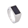 Brushed Stainless Steel and Black Carbon Fibre Signet Ring
