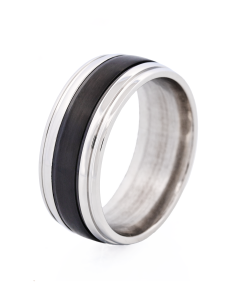Stainless Steel Ion Plated Black Centre-Band Ring