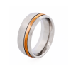 Brushed Stainless Steel Ring with Polished Ion Plated Rose Gold Band