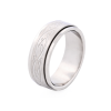 Polished and Brushed Stainless Steel Spinner Ring with Etched Centre Pattern