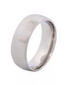 Brushed Stainless Steel Ring with Frosted Square Wrap Around Pattern