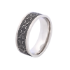 Brushed Stainless Steel Ring with Black enamel Brick Pattern