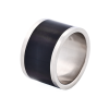 Polished Stainless Steel Ring with Black Lacquer Inlay