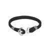 Stainless Steel & Black & White Cord Anchor Bracelet