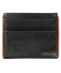 Black Leather Orange Card Wallet