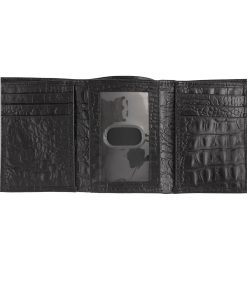 Black Croc Trio Fold Wallet