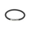 Savage - Black & Stainless Steel Wire Leather Bracelet