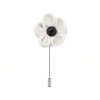 White Flower/Black Stone Lapel Pin