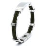 Bracelet in Polished Stainless Steel & Double Rope, Army