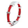 Bracelet in Polished Stainless Steel & Double Rope, Scarlet