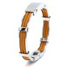 Bracelet in Polished Stainless Steel & Double Rope, Yellow Ochre
